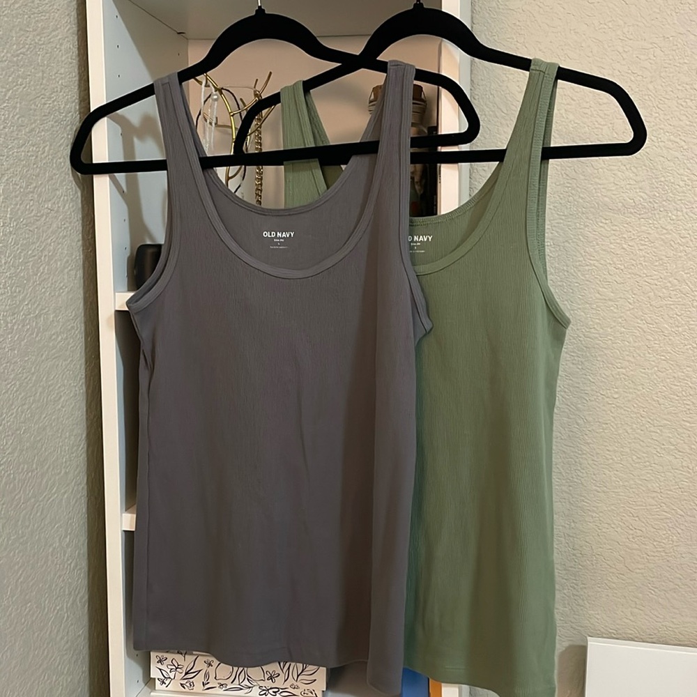 OLD NAVY Green and Grey Slim Fit Tank Tops